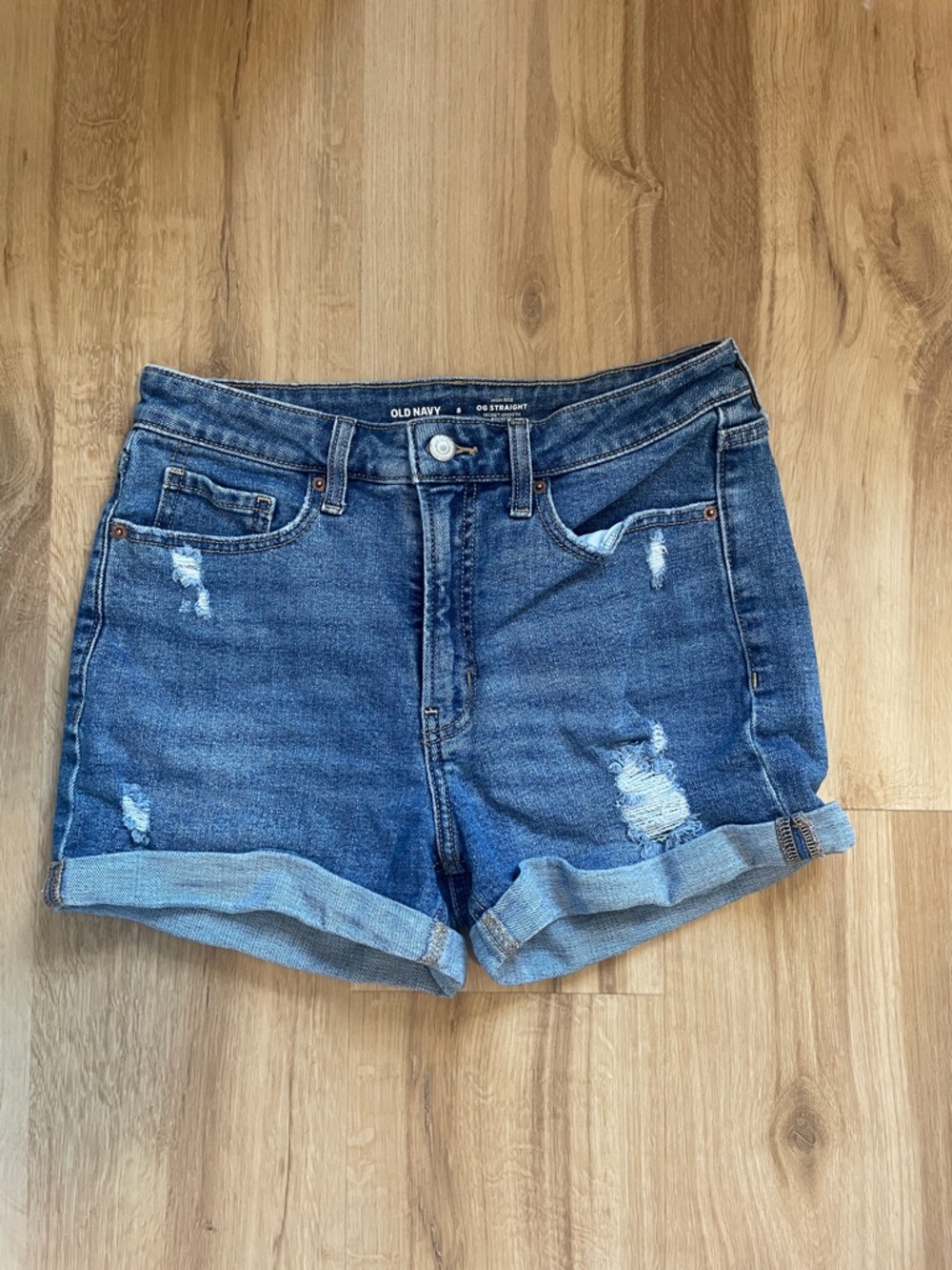 Old Navy Blue Distressed Rolled-Hem Denim Shorts